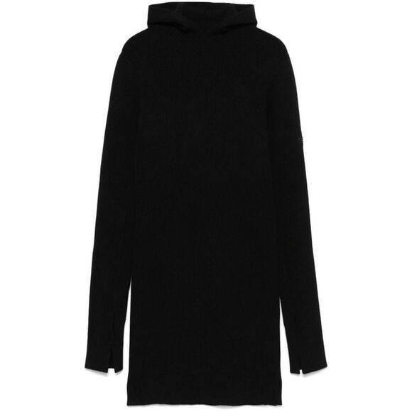 FENDI Ribbed Knit Hooded Dress Women BLACK Dresses